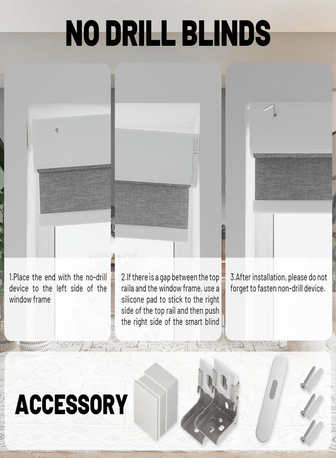 DONGFXK Motorized Blinds with Remote, Blackout No Drill Cordless Smart Roller Shades, Automatic Blinds for Windows, Grey,32" W x 72" H - Image 4